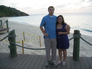 Enjoying the sunset in St. John's, Antigua with my husband on our honeymoon